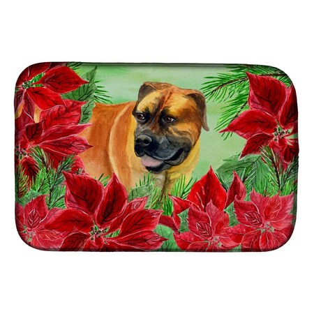 Carolines Treasures Boerboel Mastiff Poinsettas Dish Drying Mat CK1295DDM